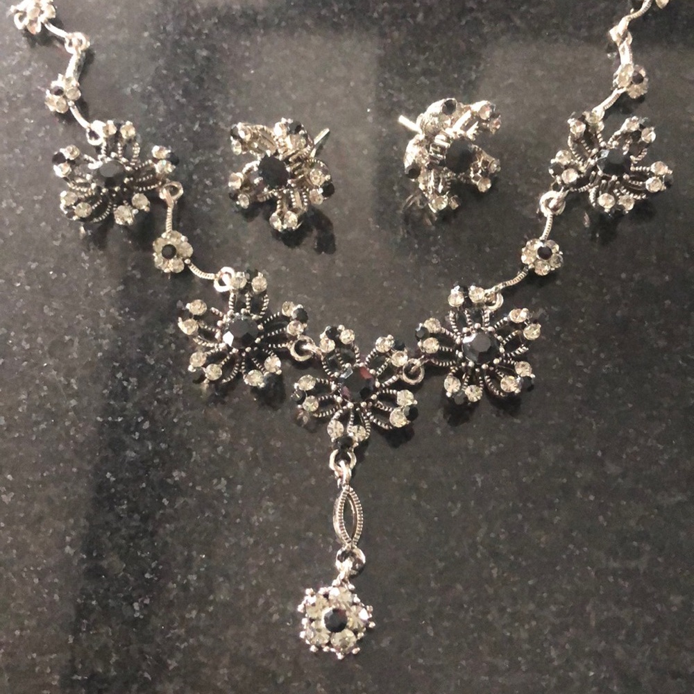 Rhinestone necklace and earrings